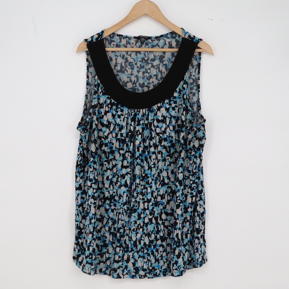 George Tank Top Womens 2X Blue Jelly Bean Abstract Pebble Excellent